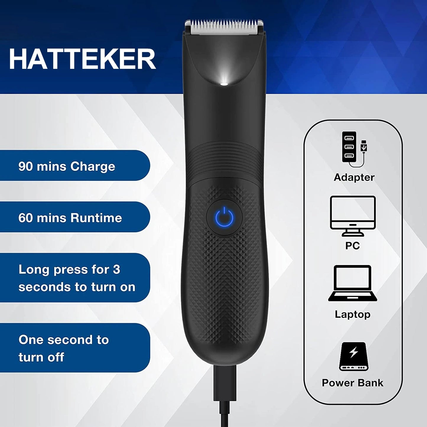 Waterproof Hair Trimmer Ceramic Blade